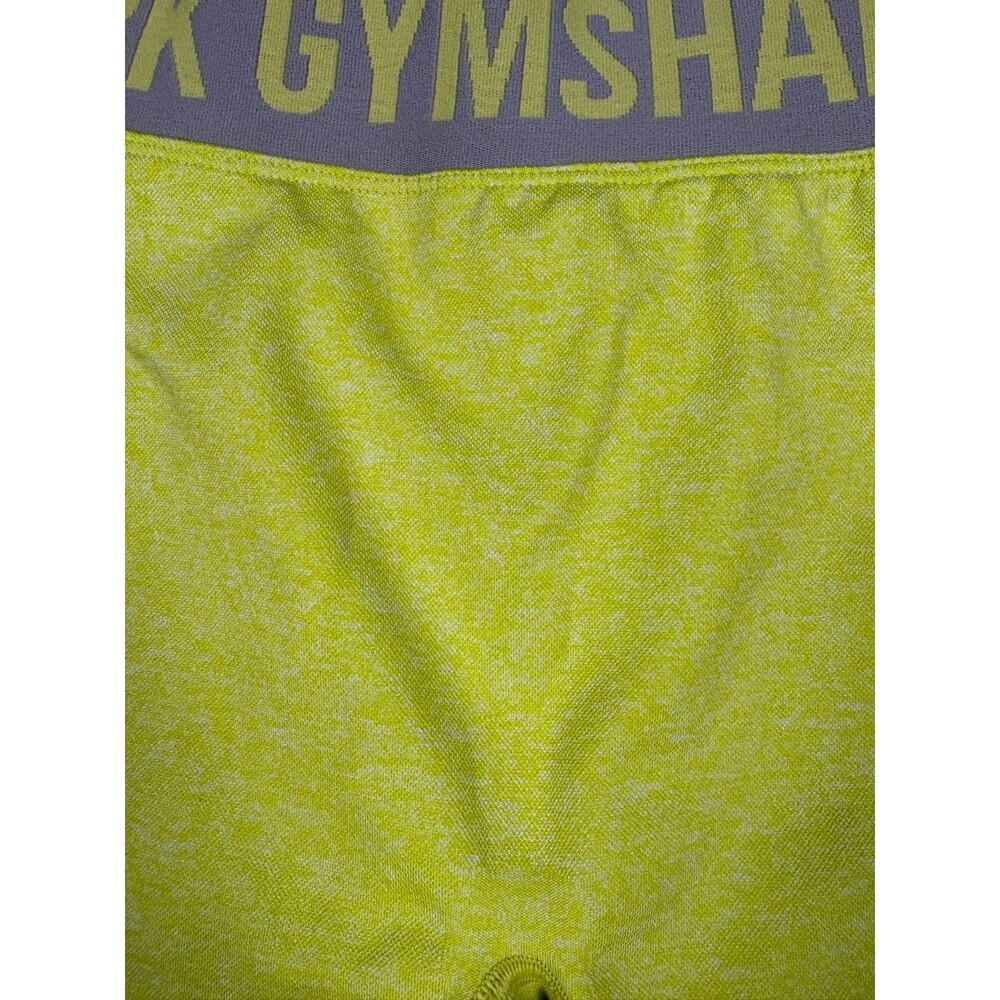 Gymshark Flex Shorts Womens M Lime Green Marl Gray 5" Inseam Workout Gym - Picture 5 of 15